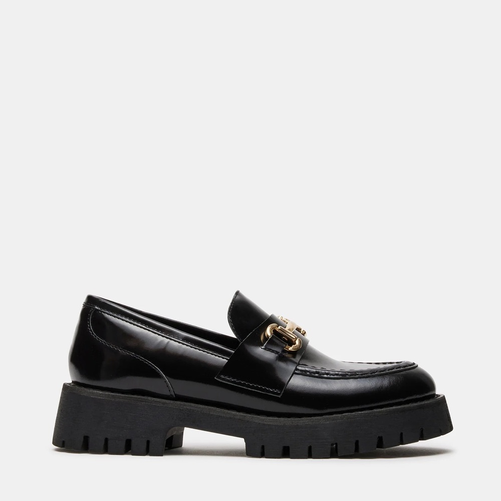 Steve Madden Lando Black Leather Loafers size 9